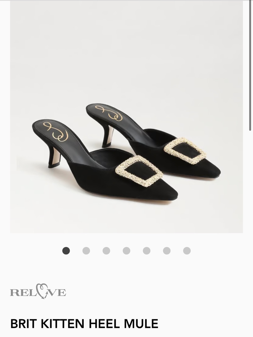Sam Edelman Black Kitten Heel Mules with Gold Buckle